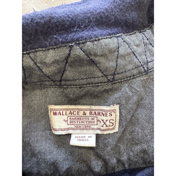 Wallace & Barnes Mens XS Blue Plaid Heavyweight Flannel Button Up Chore Shirt - Picture 4 of 7